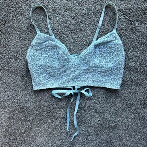 Free People Blue Lace Bralette w/Corset Back